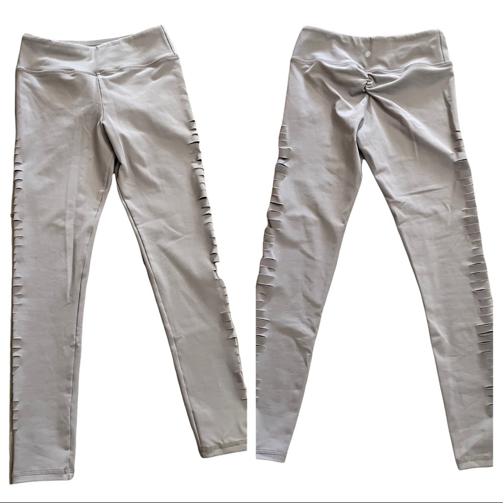 Jala‎ Clothing Slash Groove Light Gray Leggings Size S Cut Outs - Picture 2 of 6